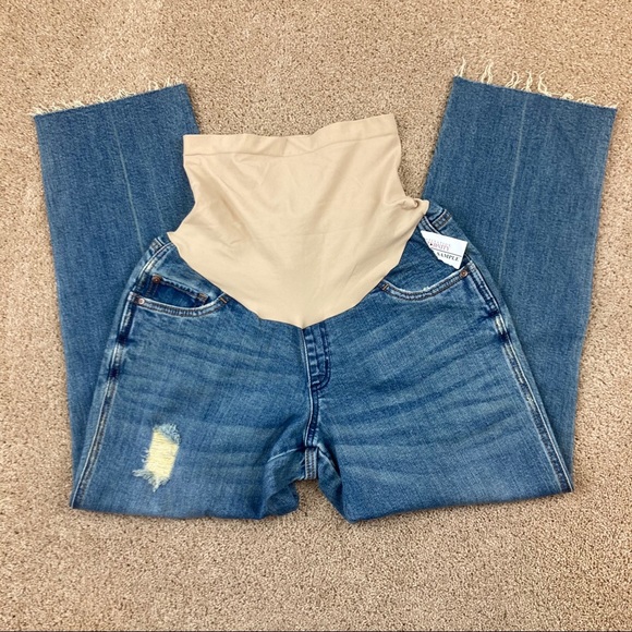 led Full Panel Distressed Raw Hem Maternity Jeans - Picture 8 of 12